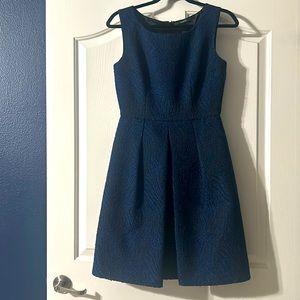 Tahari Black and Blue Brocade Britta Dress